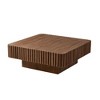NicBex Stylish Square Handcraft Drum Coffee Table with Sturdy MDF Pedesta,Modern Side Table for Living Room,Apartment,Walnut - 3 of 4