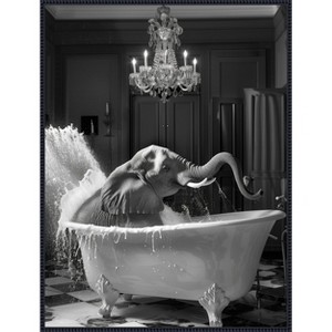 Amanti Art Big Elephant Splash by Niky Rahner Framed Canvas Wall Art - 1 of 4