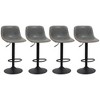 HOMCOM Adjustable Bar Stools Set of 4, Swivel Bar Height Chairs Barstools Padded with Back for Kitchen, Counter, and Home Bar, Gray - 4 of 4