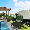 Extra Large Outdoor Double Lounge Chair with Canopy, Two-Person Sunbed with Pillows & Iron Stand - 3 of 4