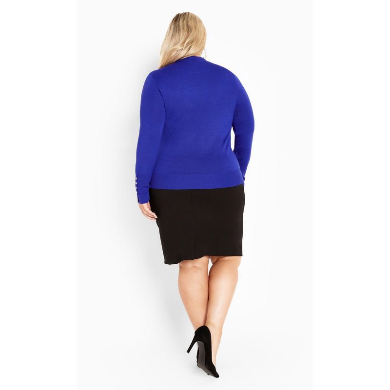 Women's Plus Size Lara Button Sweater - cobalt | AVENUE, 3 of 7