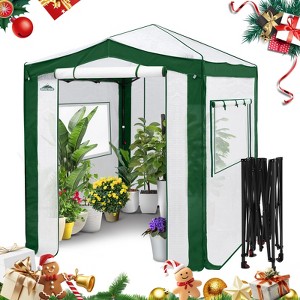EAGLE PEAK 6x8 Portable Walk in Greenhouse , Heavy Duty Instant Pop Up Green House, Front Roll Up Zipper Entry Door and Mesh Windows - 1 of 4