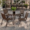 Outdoor Dining Set, 5 Pcs Dining Set with Plastic Chairs and Steel Table, Dining Table with Steel Tabletop and Umbrella Hole-Coolbibila - 2 of 4