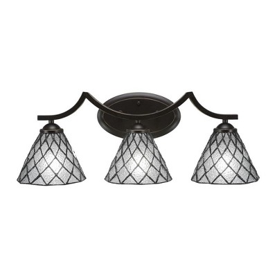 Toltec Lighting Zilo 3 - Light Vanity in  Dark Granite with 7" Diamond Ice Art Glass Shade