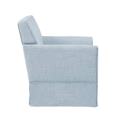 Light Blue Barrel Accent Chair with Microfiber Upholstery
