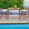 Costway Outdoor Bar Table 48'' Eucalyptus Wood Bar Height Slatted Tabletop Patio Dining - 3 of 4