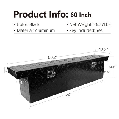 Heavy Duty Aluminum Pickup Truck Bed Tool Box with 5 Bar Tread Pattern and Lock Key - Ideal for RV, ATV, and Trailer