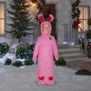 Gemmy Photorealistic Airblown Inflatable Mixed Media Ralphie w/Pink FuzzyPlush Bunny Suit WB, 6 ft Tall - 2 of 4