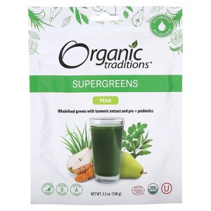 Organic Traditions Supergreens, Pear, 3.5 oz (100 g) - 1 of 2