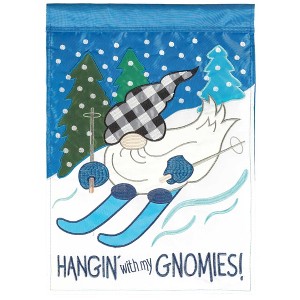 Magnolia Garden Hangin' With My Gnomies Blue 13 x 18 Polyester Outdoor Hanging Garden Flag - 1 of 2