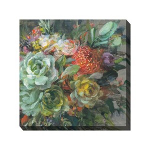 Cottage Garden West of The Wind Vintage Grace Green, Red, Yellow 24 x 24 Inch Waterproof Gallery Wrapped Canvas, Outdoor Garden, Yard, Patio All - 1 of 2