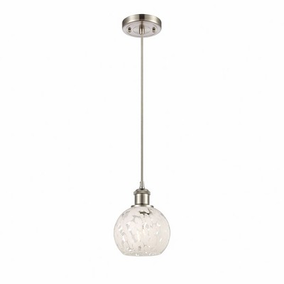 White Mouchette - 1 Light Cord Hung Mini Pendant In Modern Style-8 Inches Tall and 6 Inches Wide