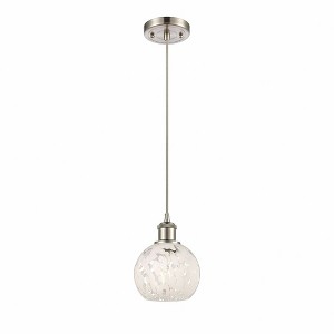 White Mouchette - 1 Light Cord Hung Mini Pendant In Modern Style-8 Inches Tall and 6 Inches Wide - 1 of 1