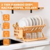SEVOBAL Kitchen Storage 3 Tier Foldable Bamboo Dish Drying Rack with Utensil Holder for Kitchen Organization, Yellow, 16.54"*13.78"*4.72" - 2 of 4