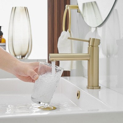 Brushed Gold Stainless Steel Single-Handle Bathroom Faucet