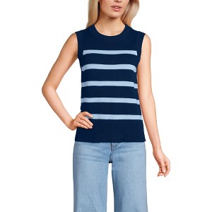 Lands' End Women's Drifter Cotton Easy Crew Neck Vest Sweater - 1 of 4