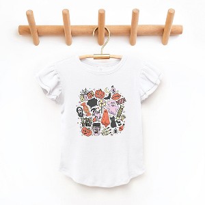 The Juniper Shop Halloween Doodle Collage Toddler Flutter Sleeve Tee - 1 of 3