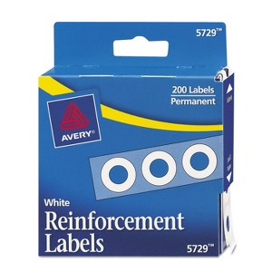 Avery Dispenser Pack Hole Reinforcements 1/4" Dia White 200/Pack 05729 - 1 of 4