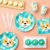 Blue Panda 144 Piece Puppy Dog Party Supplies, Corgi Birthday Decorations with Paper Plates, Napkins, Cups, and Cutlery (Serves 24) - 2 of 4