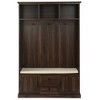 TIRAMISUBEST 3-in-1 Design Hall Tree with 3 Hooks , Modern Coat Hanger with Open Storage, Entryway Bench with 2 Drawers and Cabinets - 4 of 4