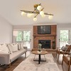 PAKOKULA Modern 8-Light Gold and Black Sputnik linear Semi-Flush Mount Ceiling Light with Opal Glass Shades - 3 of 4
