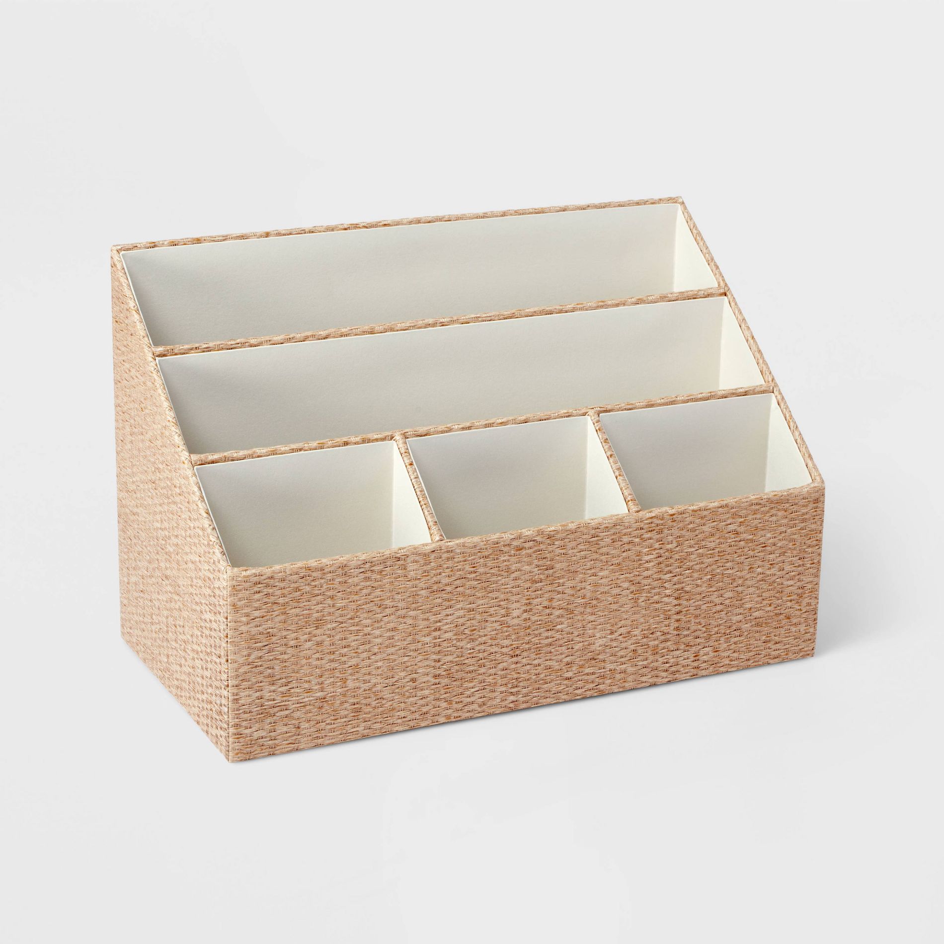 Woven 5-Slot Desktop Storage Set Taupe - Threshold™: Desk & Mail Organizer, Office Supplies,