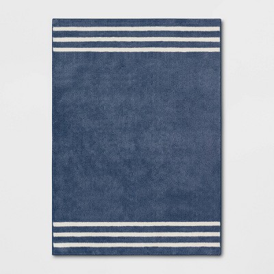 Rugby Striped Kids' Bath Rug Navy - Pillowfort™