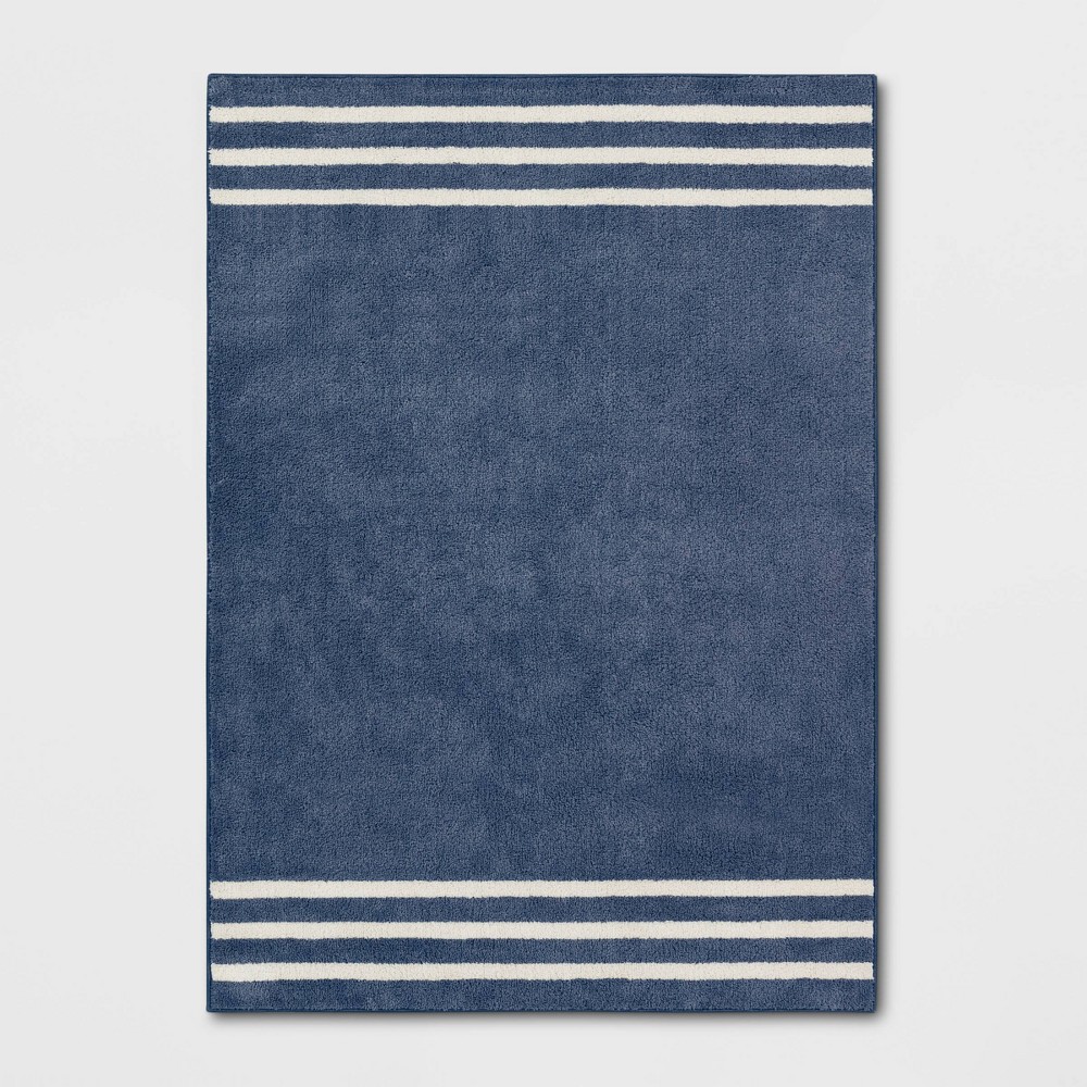 5'x7' Border Striped Rug Navy - Pillowfort™
