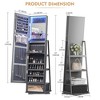 Fredees 360° Swivel LED Jewelry Cabinet, Lockable Wavy Mirror Organizer with Rear Shelves and Makeup Tray,White - 2 of 4