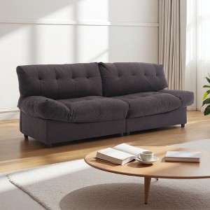 Cloud Teddy Velvet 2-Seater Modular Sofa with Cushions & Plastic Feet - 1 of 4