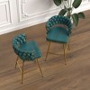 Leather Woven Bar Stool Set of 2, Legs Barstools, No Adjustable Kitchen Island Chairs, 360° Upholstered Counter Stool, Arm Chairs - 3 of 4