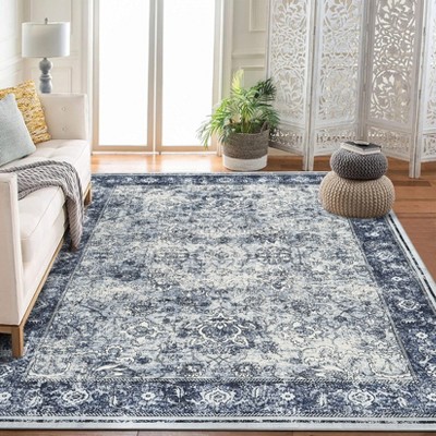 Washable Rug flower print Vintage Rug Foldable Rug Non Slip Carpet