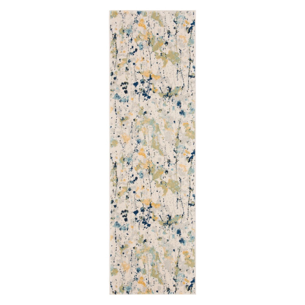 2'2inx7' Runner Splatter Loomed Ivory/Yellow - Safavieh