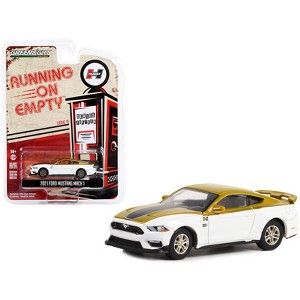 2021 Ford Mustang Mach 1 White & Gold w/Black Stripe "Hurst Performance" "Running on Empty" 1/64 Diecast Model Car by Greenlight - 1 of 3