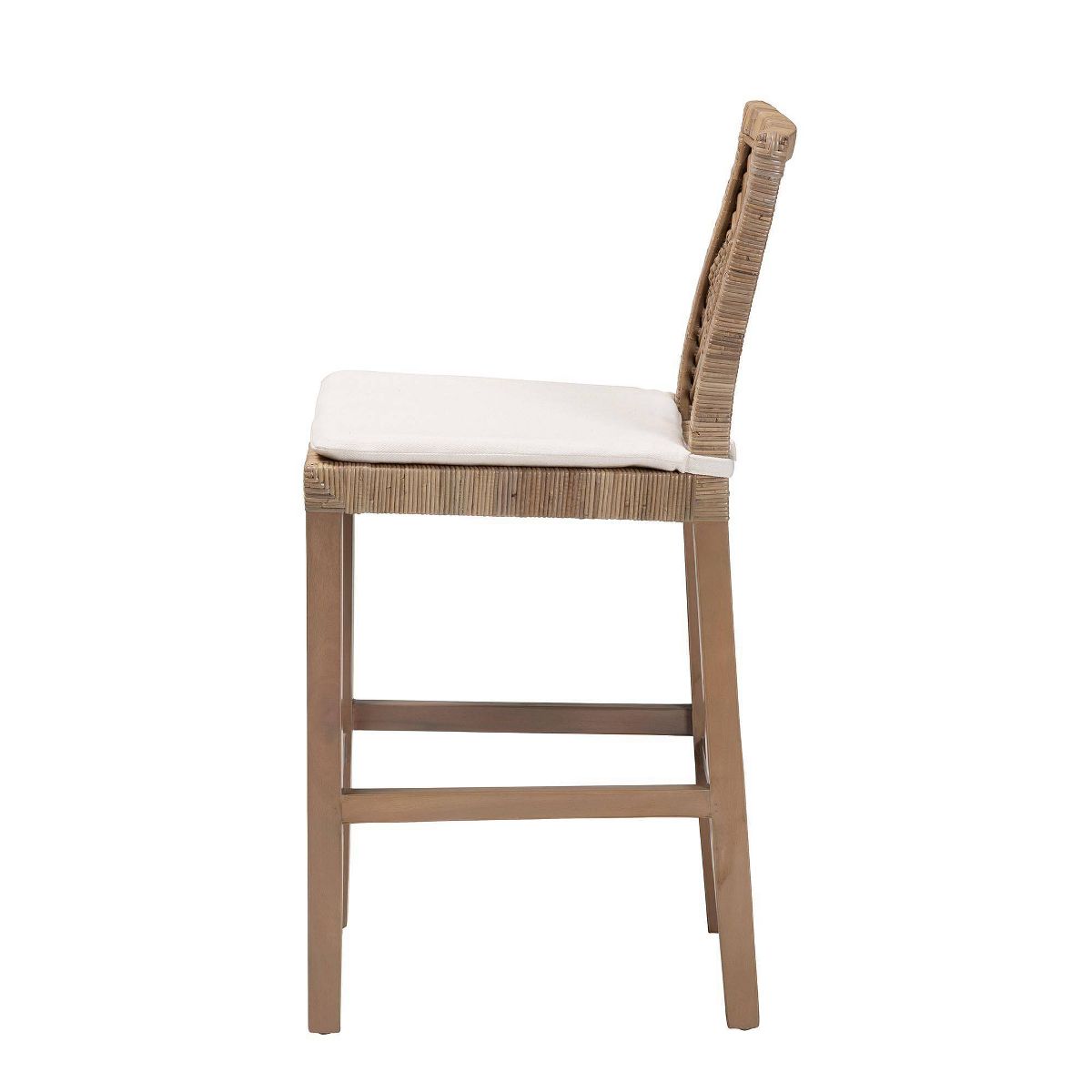 bali & pari Poltak Natural Rattan and Mahogany Wood Counter Height Barstool Kubu Gray/Rustic Taupe - thumbnail 4