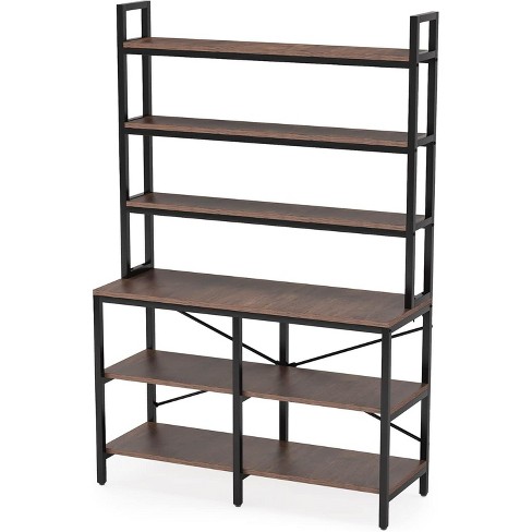 Tribesigns Industrial 6-tier Bookshelf, Storage Rack with X-shaped Frame, Rustic Bookcase for Living Room, Bedroom, Office - image 1 of 4