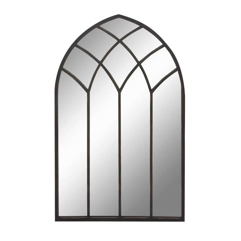Traditional Iron Metal Window Pane Inspired Wall Mirror with Arched Top Black - Olivia &#38; May, 1 of 19