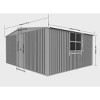 11x13ft Outdoor Metal Storage Shed with Firewood Storage, Punched Vents and Apex Roof for Garden and Backyard - Coolbibila - 4 of 4