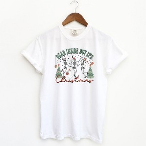Simply Sage Market Women's Dead Inside Christmas Skeleton Short Sleeve Graphic Tee - 1 of 3