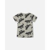 Deux par Deux Boy Printed Organic Cotton Tee Gray Wolf on Teal Background - 6 Years - 3 of 4
