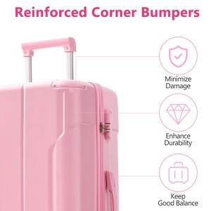Vynxaria 3-Piece Durable ABS Hard Shell Suitcase Set Pink 20/24/28" Double Spinner Wheels Lightweight Design - 1 of 4