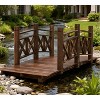 Dexmalle Outsunny Wooden Garden Bridge Arc with Rails,for Backyard,Brown - 3 of 4
