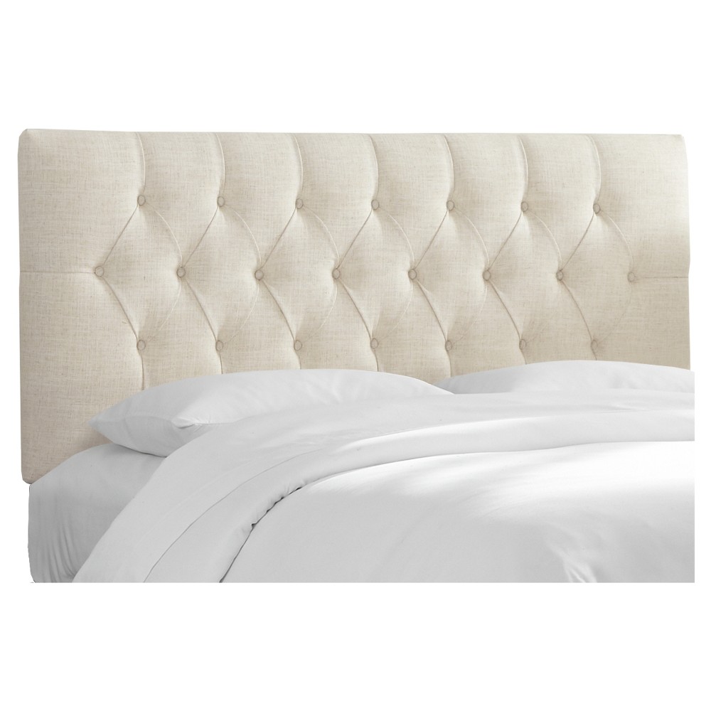Skyline Furniture Twin Edwardian Tufted Upholstered Headboard Talc Linen: Adjustable, Pine & Metal Frame, Polyester Fiber Fill