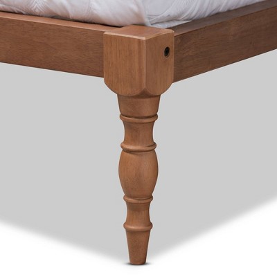 Iseline Contemporary Walnut Brown King Platform Bed with Turned Legs