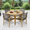 Tangkula 5 PCS Patio Dining Set Round Acacia Wood Table 4 Wicker Armchairs Outdoor Garden - 3 of 4
