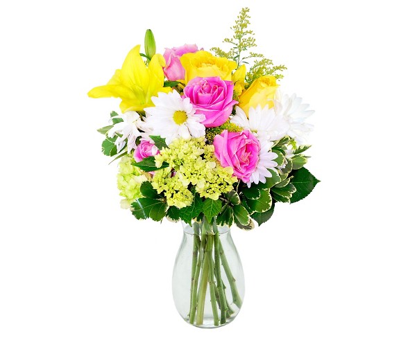 KaBloom Afternoon Tea with Daisy Fresh Flower Arrangement  - with Vase