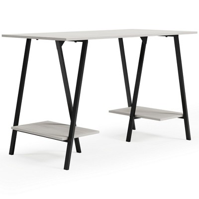 Signature Design by Ashley Casual Bayflynn Home Office Desk with 2 Fixed Shelves, White