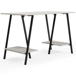 Signature Design by Ashley Casual Bayflynn Home Office Desk with 2 Fixed Shelves, White - 1 of 4