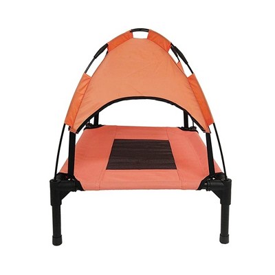 Small Salmon Elevated Outdoor Dog Cot with Canopy