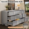 AMERLIFE 54" W High Gloss 6 Drawers Dressers with Silver Grooved Handles - 3 of 4